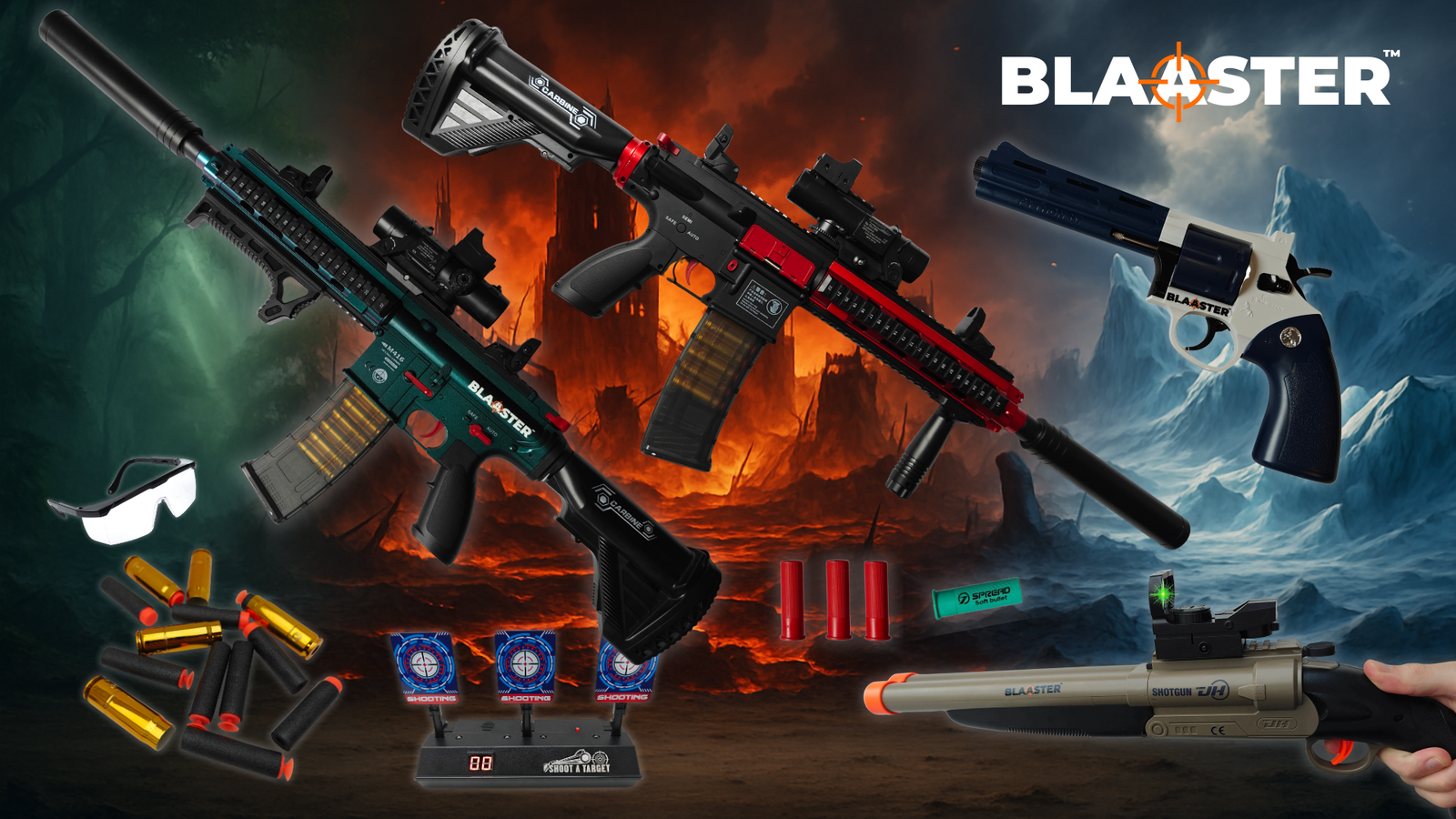 Blaaster suction cup blasters with all accessories included.